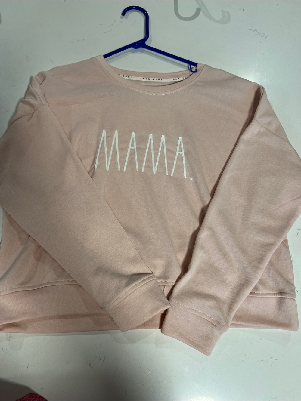 Rae Dunn MAMA Crewneck Sweatshirt - Pale Pink with White Lettering